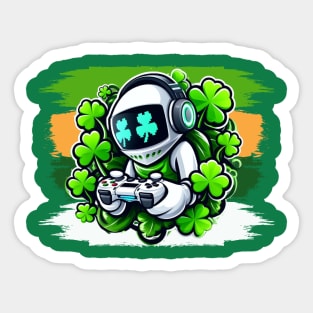 Video Game St Patricks Day Space Astronaut Sticker
